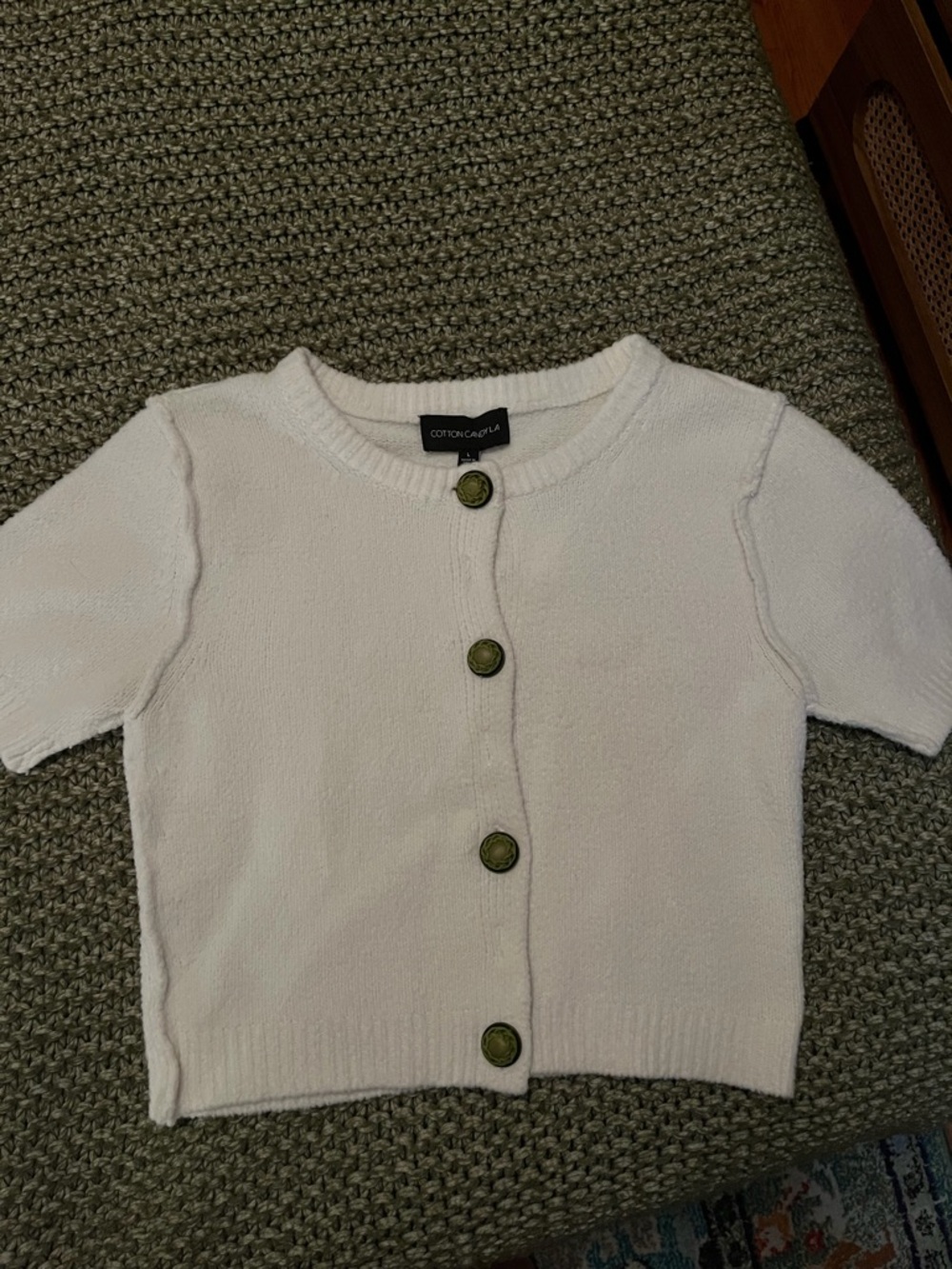 Cropped Ivory Short-Sleeve Cardigan